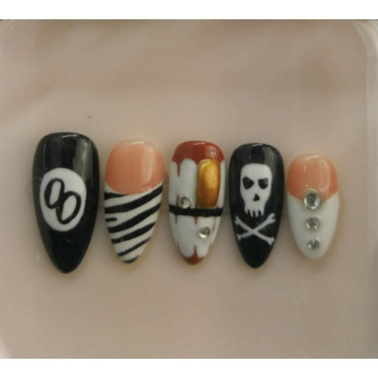 Press-on nails punk skull – Style rock gothique – MyWorldByEnz