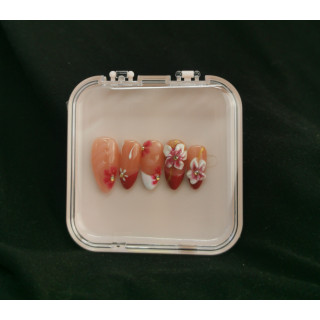 Press-on nails fleurs 3D – Nude orangé & rouge – MyWorldByEnz