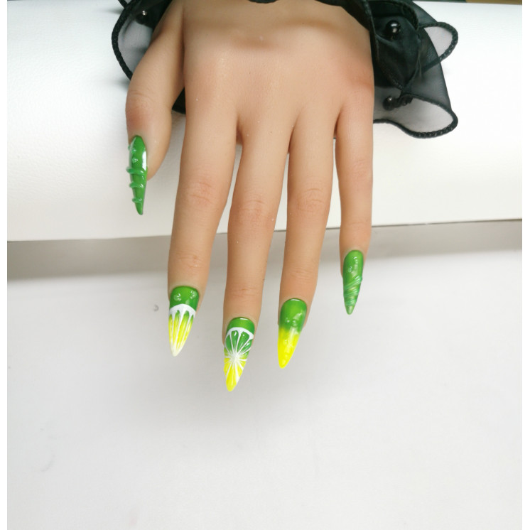Press-on nails citron vert – Lime nail art – Été – MyWorldByEnz