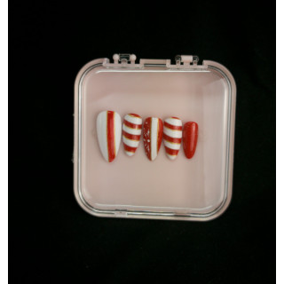 Press-on nails rouge blanc & or – Candy Cane & flocon – MyWorldByEnz