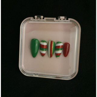 Press-on nails rouge vert & blanc – Sucre d’orge – Noël – MyWorldByEnz