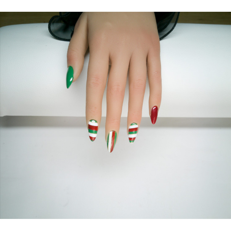Press-on nails rouge vert & blanc – Sucre d’orge – Noël – MyWorldByEnz
