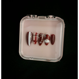 Press-on nails Noël rouge – Motifs flocon & Père Noël – Faits main – MyWorldByEnz