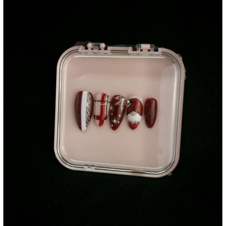 Press-on nails Noël rouge – Motifs flocon & Père Noël – Faits main – MyWorldByEnz