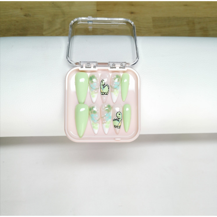 Press-On Nails Dino Kawaii | Faux Ongles Pastel & Cute Art