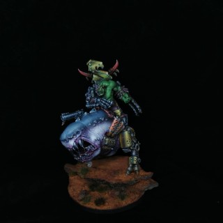Mozrog Skragbad, Ork Beast Snagga, Squigosaur, Warhammer 40K Orks, figurine peinte pro, MY_WORLD_BY_ENZ, boss ork, peinture mini