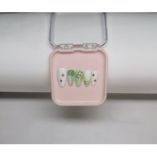 Press-on nails Verina – Wuthering Waves – Floral vert pastel | MyWorldByEnz