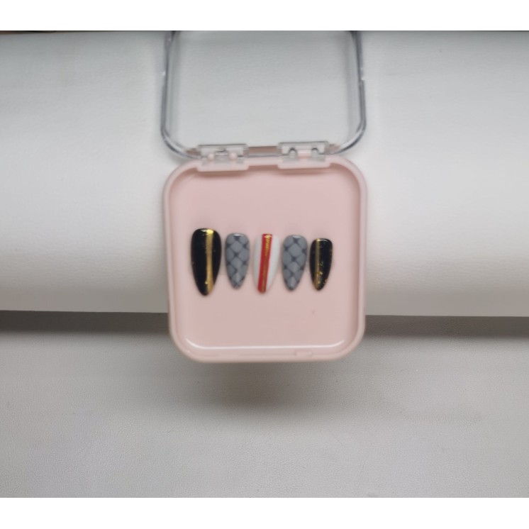 Press-on nails Zani – Wuthering Waves – Noir & acier | MyWorldByEnz