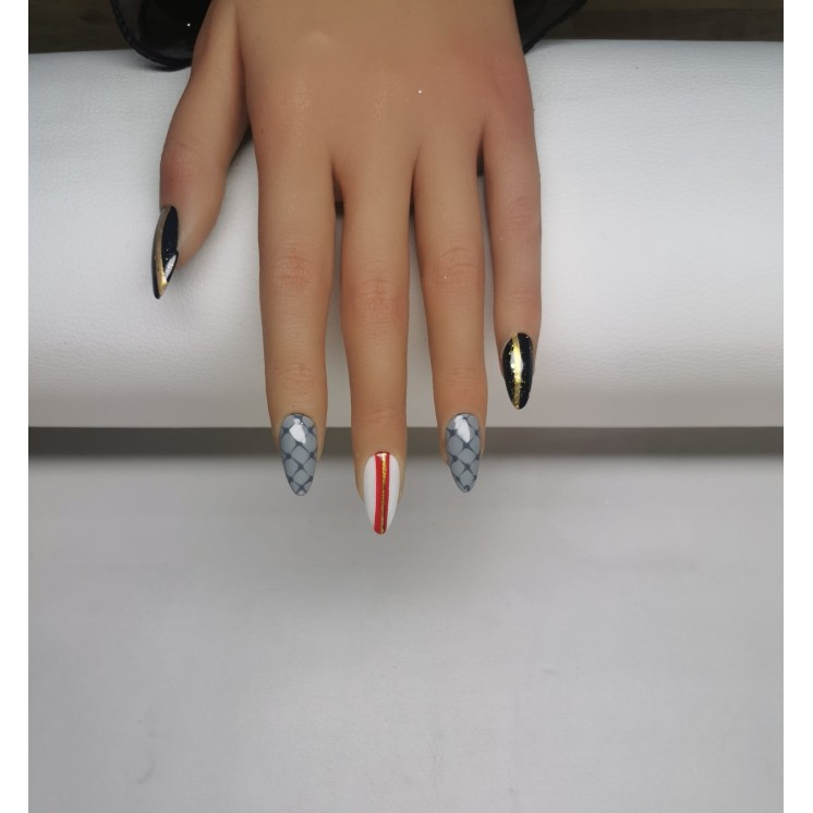 Press-on nails Zani – Wuthering Waves – Noir & acier | MyWorldByEnz